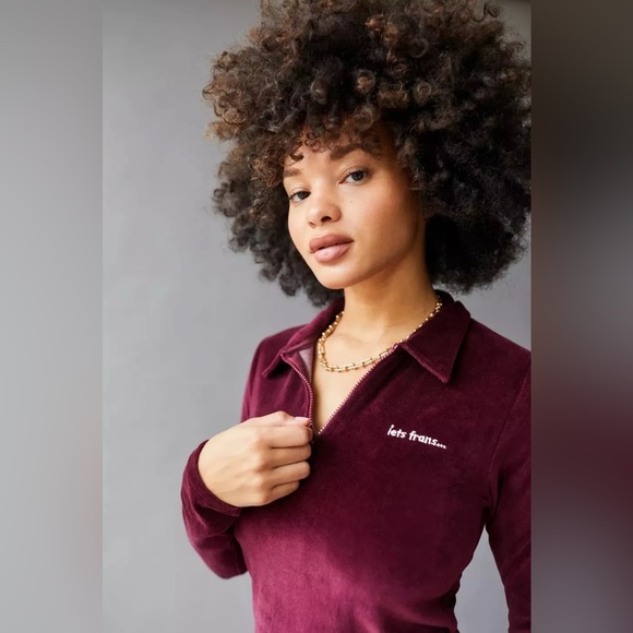 Urban Outfitters-ietsfrans/ Sweatshirt mini dress/ Quarter zip/ Size US M - Picture 3 of 12